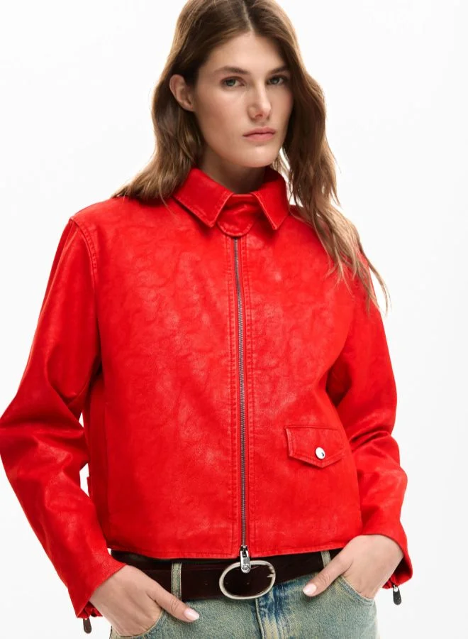 DESIGUAL Red Red faux leather jacket for Women | Best Price UAE